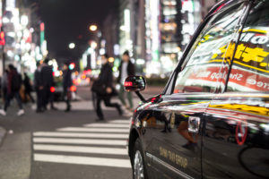 A taxi at Tokyo's nightlife A taxi at Tokyo's nightlife